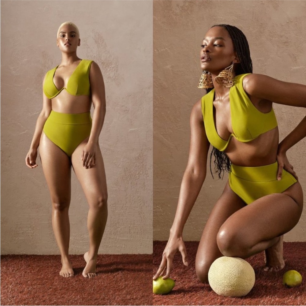 Andrea Iyamah Olive Green High-Waist Underwire Bikini